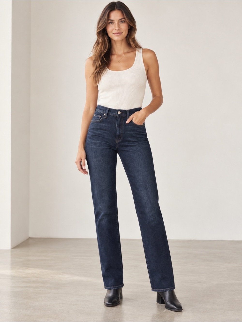 7 For All Mankind High Waist Straight Leg Jeans Dark Wash Size 31